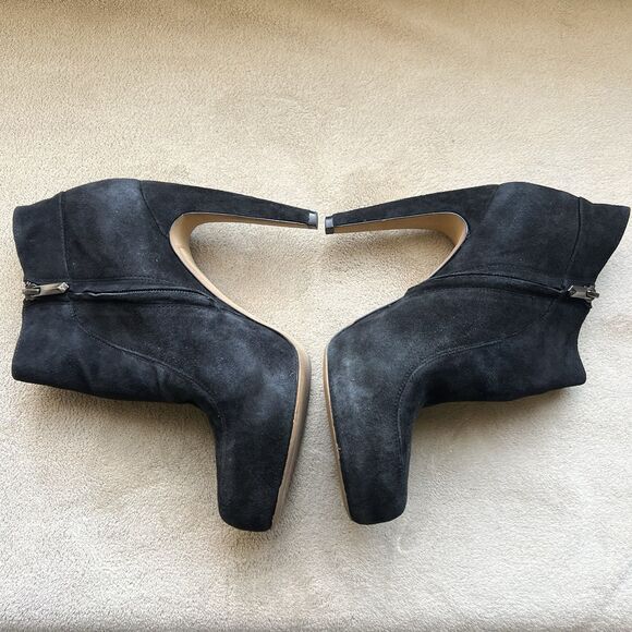 Sam Edelman Black Kit Suede Heeled  Ankle Booties Women 8 M Double Side Buckle - Picture 6 of 16